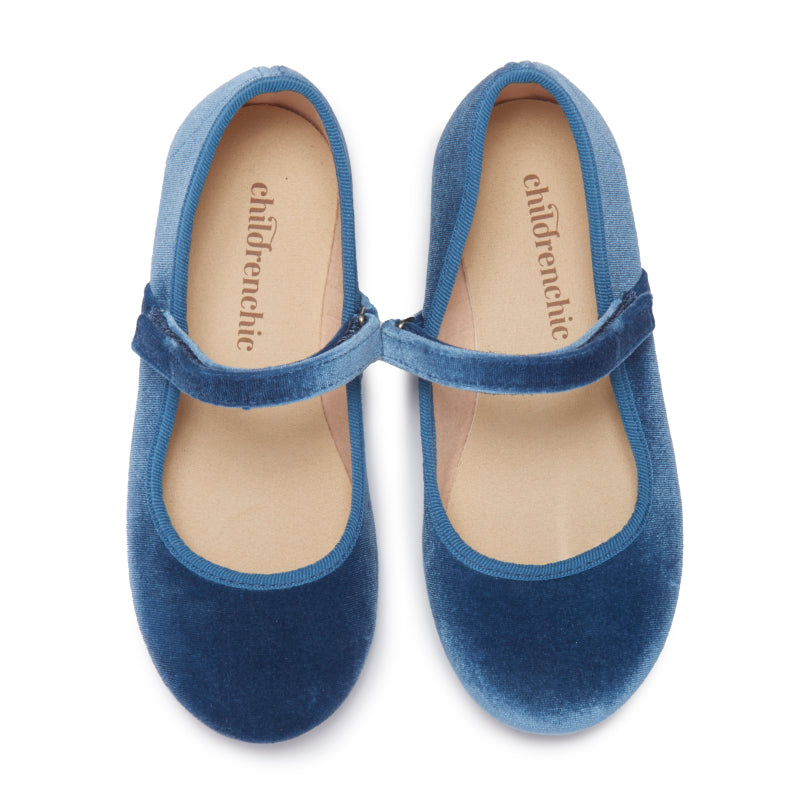 Classic Velvet Mary Janes in Blue