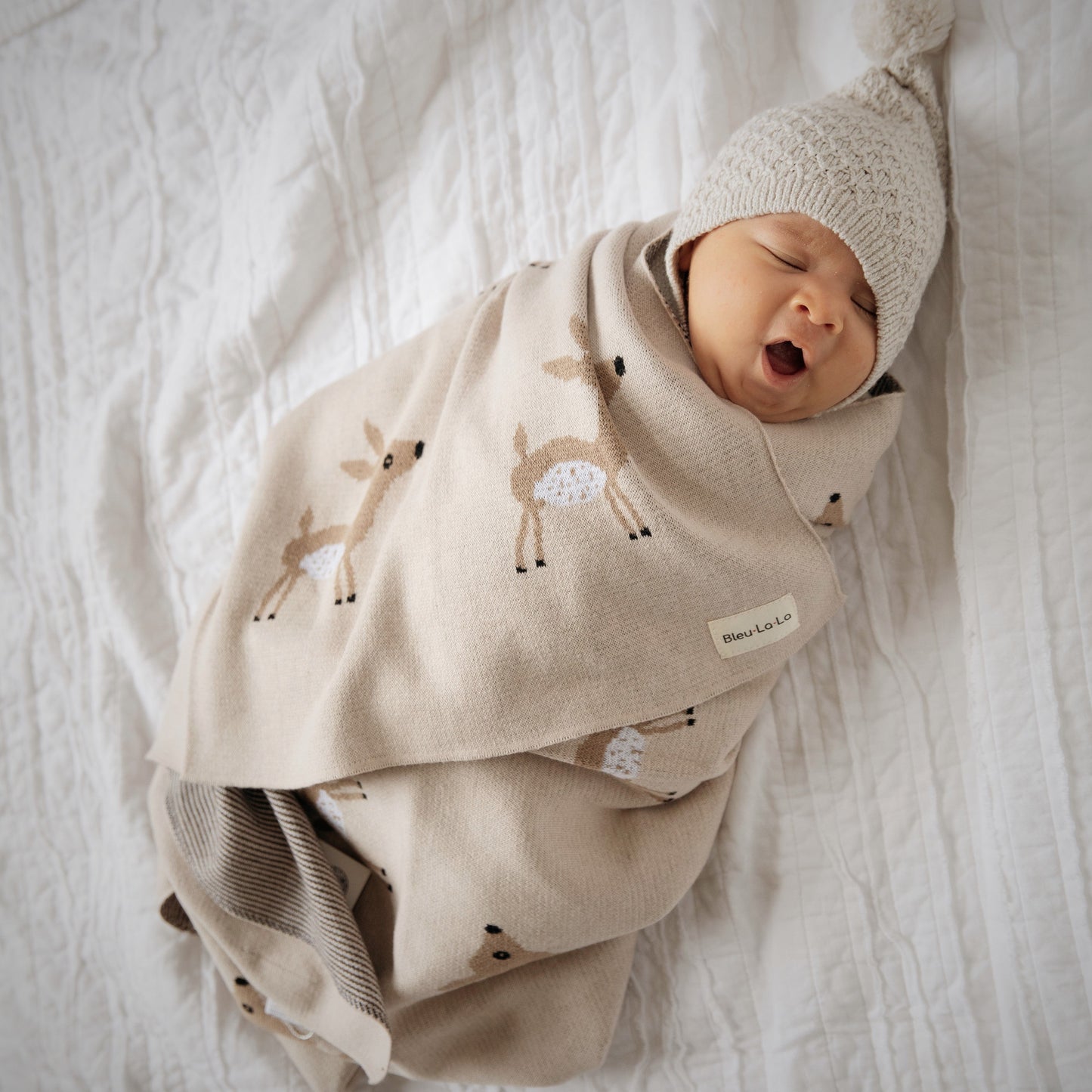 Deer Knit Swaddle Blanket