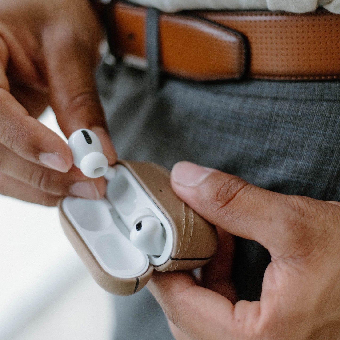 Leather AirPods Cases - Dune