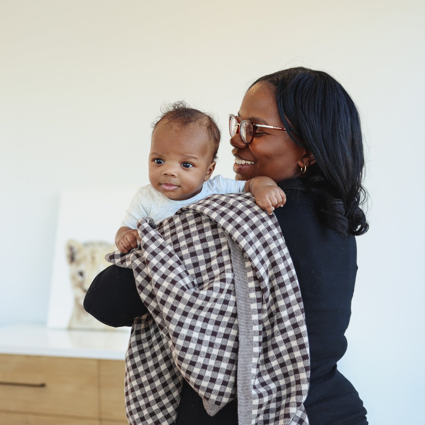 Checkered Knit Baby Blanket