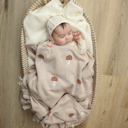 Luxury Knit Mushroom Swaddle Baby Blanket