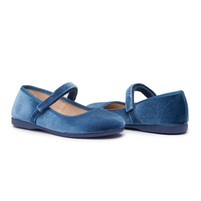 Classic Velvet Mary Janes in Blue