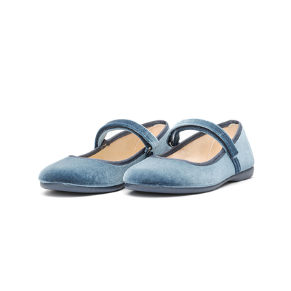 Classic Velvet Mary Janes in Blue