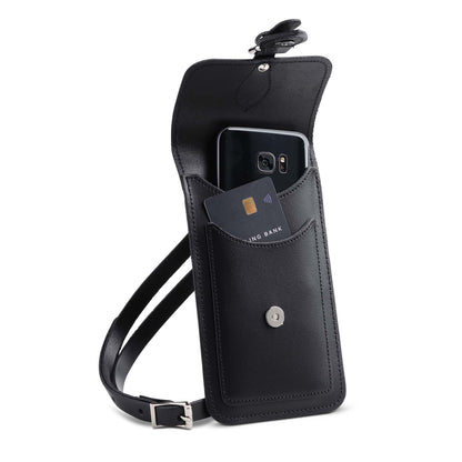 Handmade Leather Mobile Phone Pouch - Black