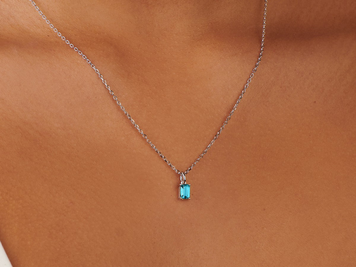 Blue Topaz Silver Necklace by Little Sky Stone