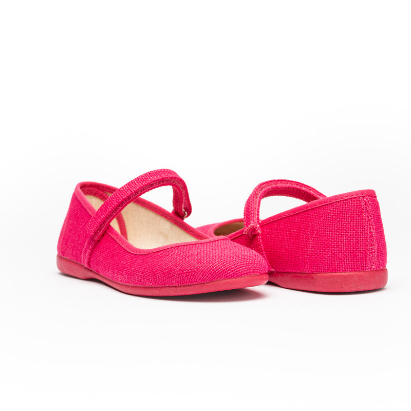 Canvas Mary Janes in Fuchsia