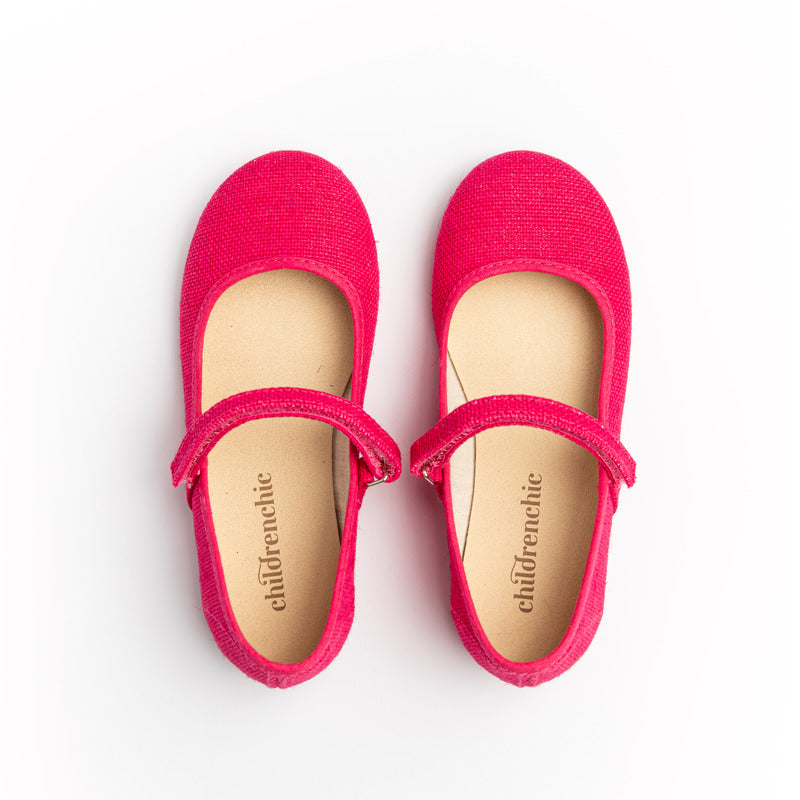 Canvas Mary Janes in Fuchsia