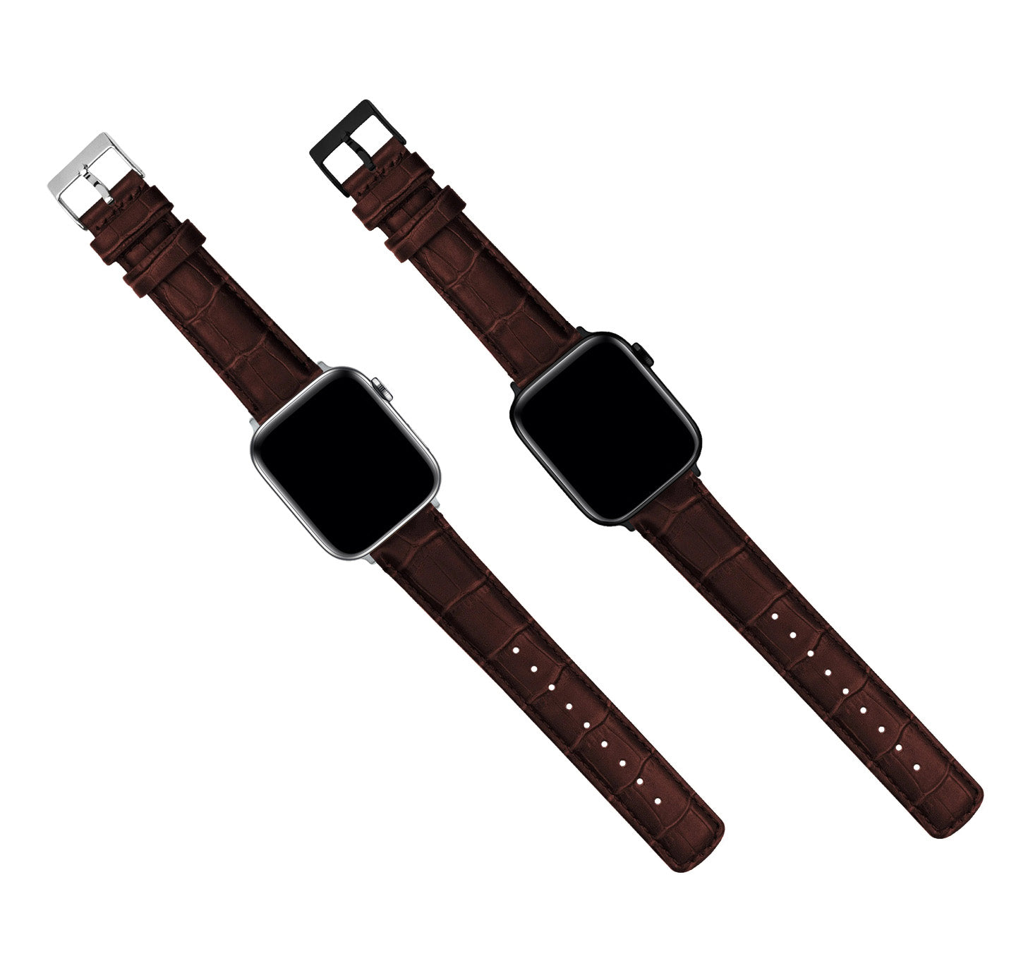 Coffee Brown Alligator Grain Leather iWatch Band