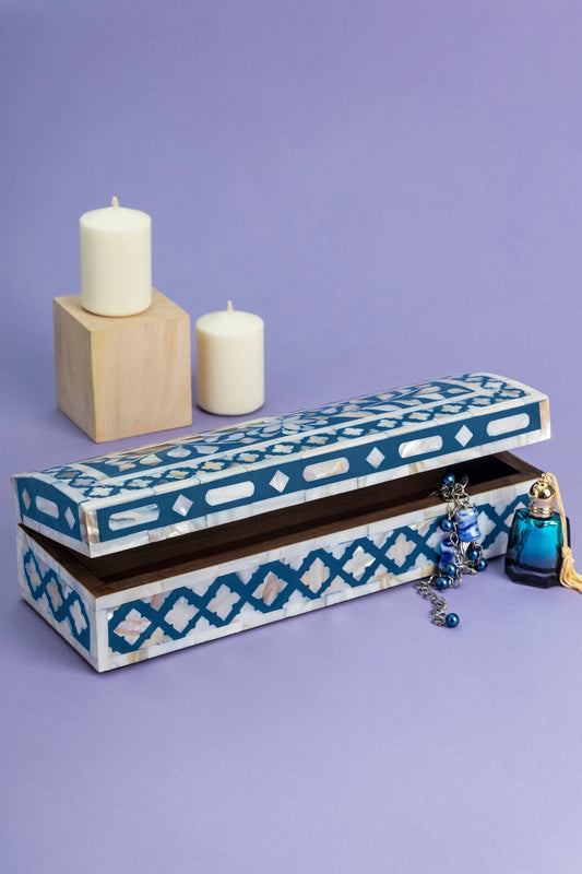 Jodhpur Mother of Pearl Decorative Box - Blue