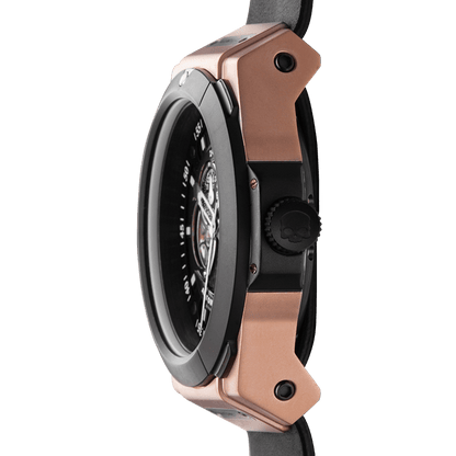 Vento Black Rose Gold Leather