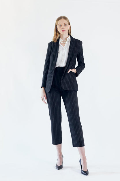 Black Pinstripes Oversize Blazer