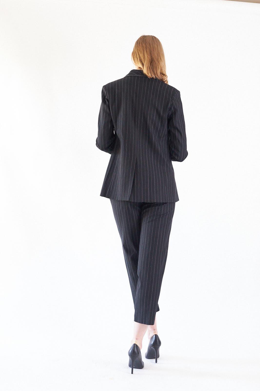 Black Pinstripes Oversize Blazer