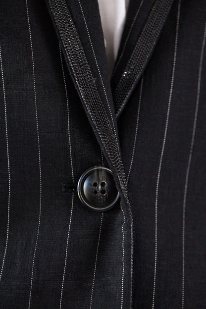 Black Pinstripes Oversize Blazer