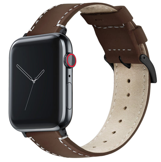 Saddle Leather White Stitching iWatch Band