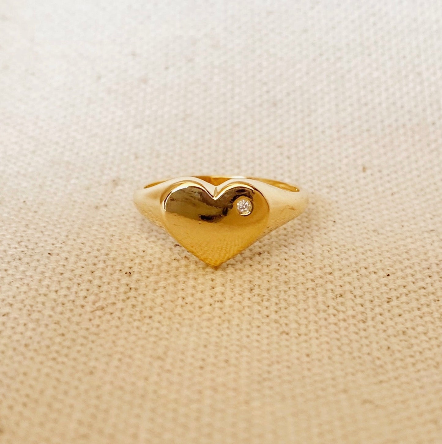 18k Gold Filled Heart Plate Top Ring