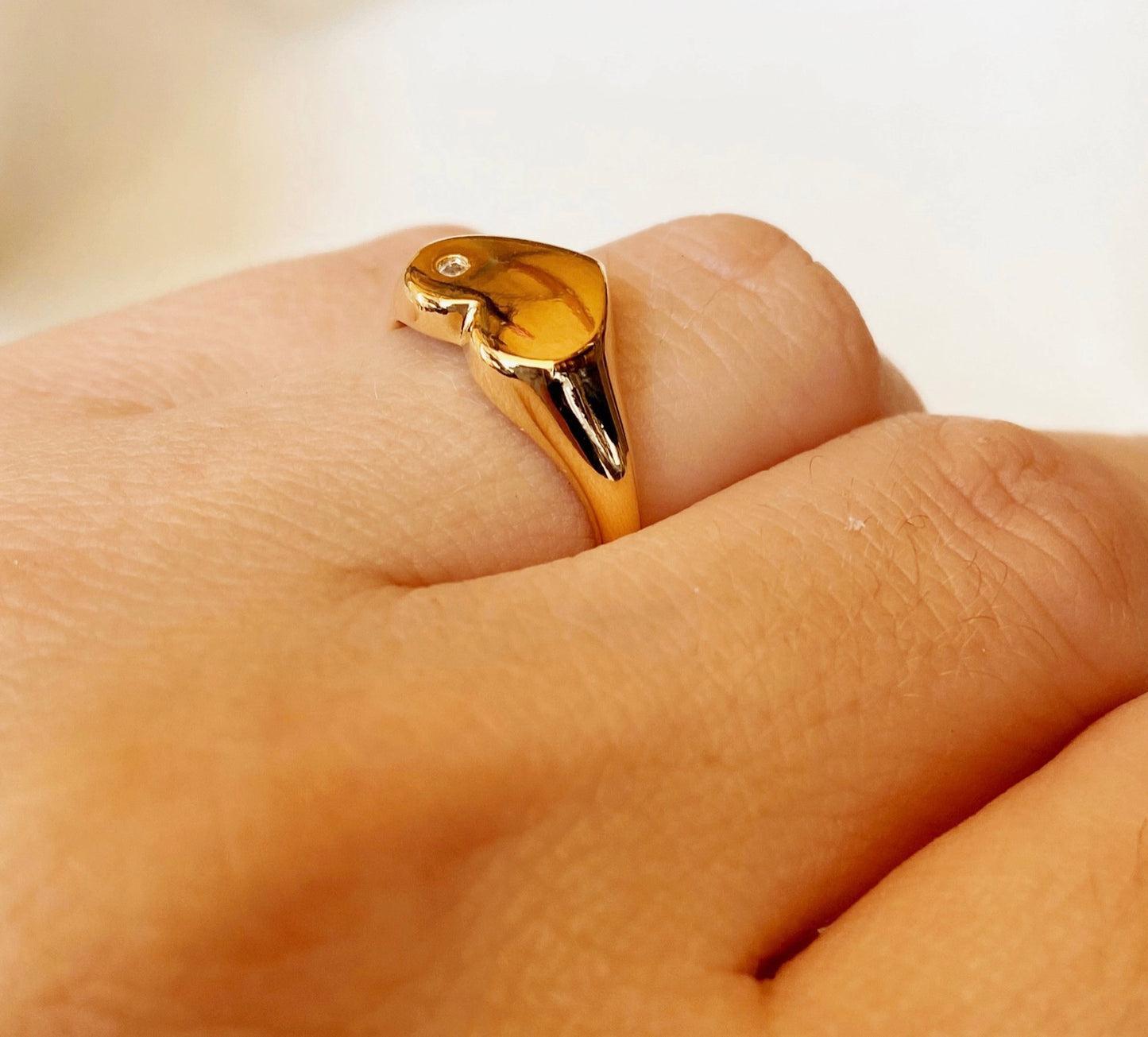 18k Gold Filled Heart Plate Top Ring