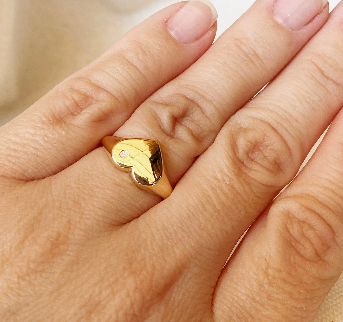 18k Gold Filled Heart Plate Top Ring