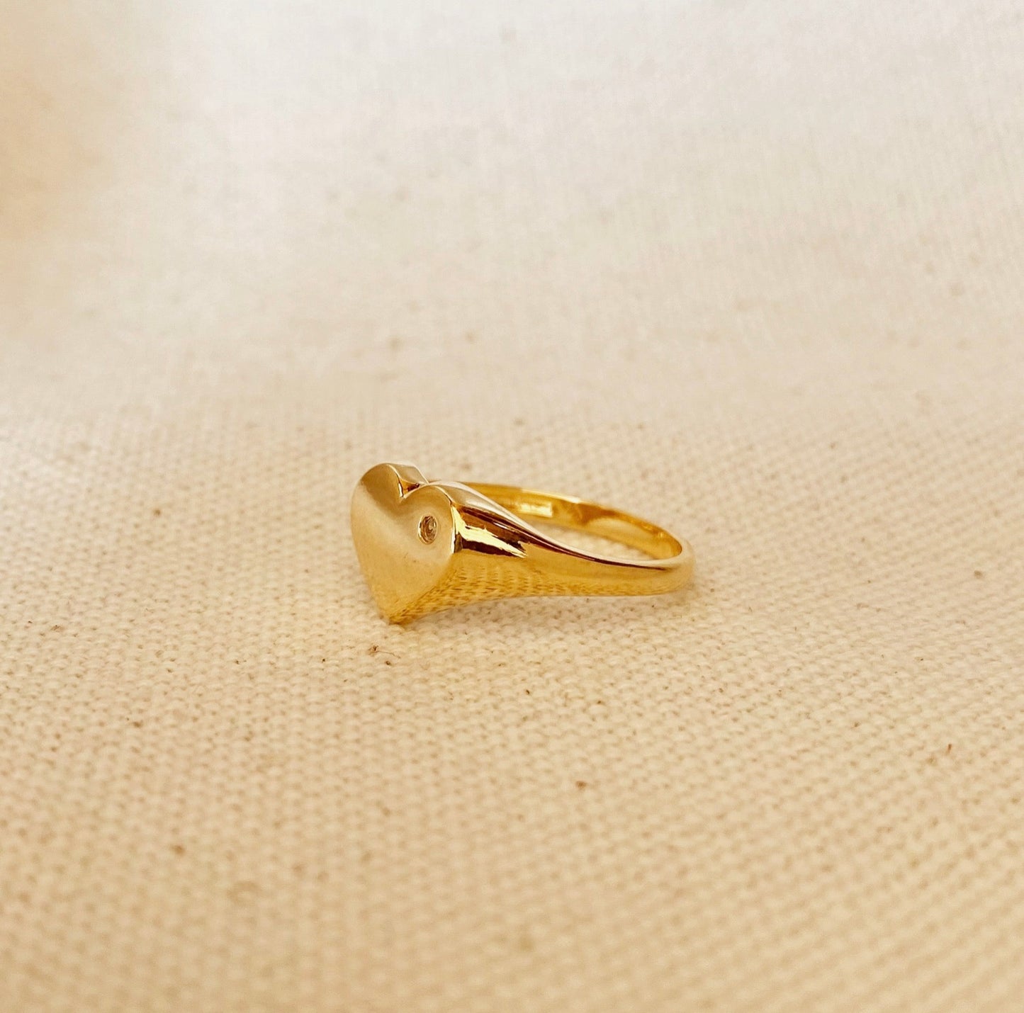 18k Gold Filled Heart Plate Top Ring