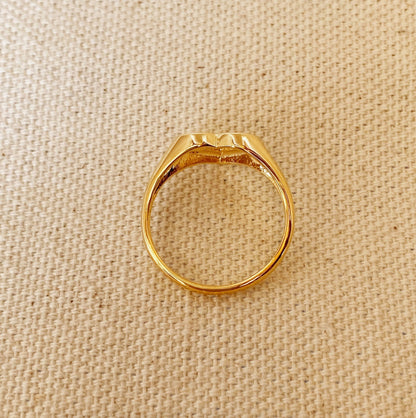 18k Gold Filled Heart Plate Top Ring