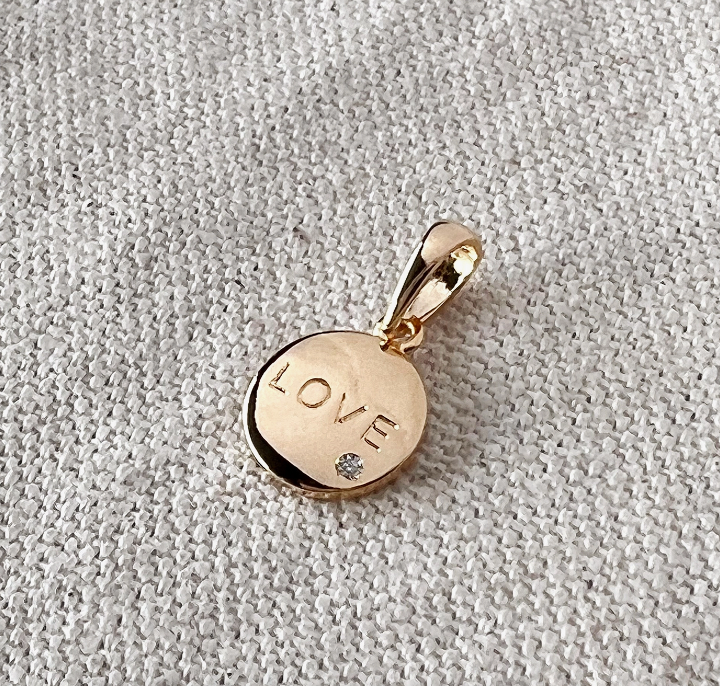 18k Gold Filled L.O.V.E. And Shiny Cubic Zirconia Detail Pendant