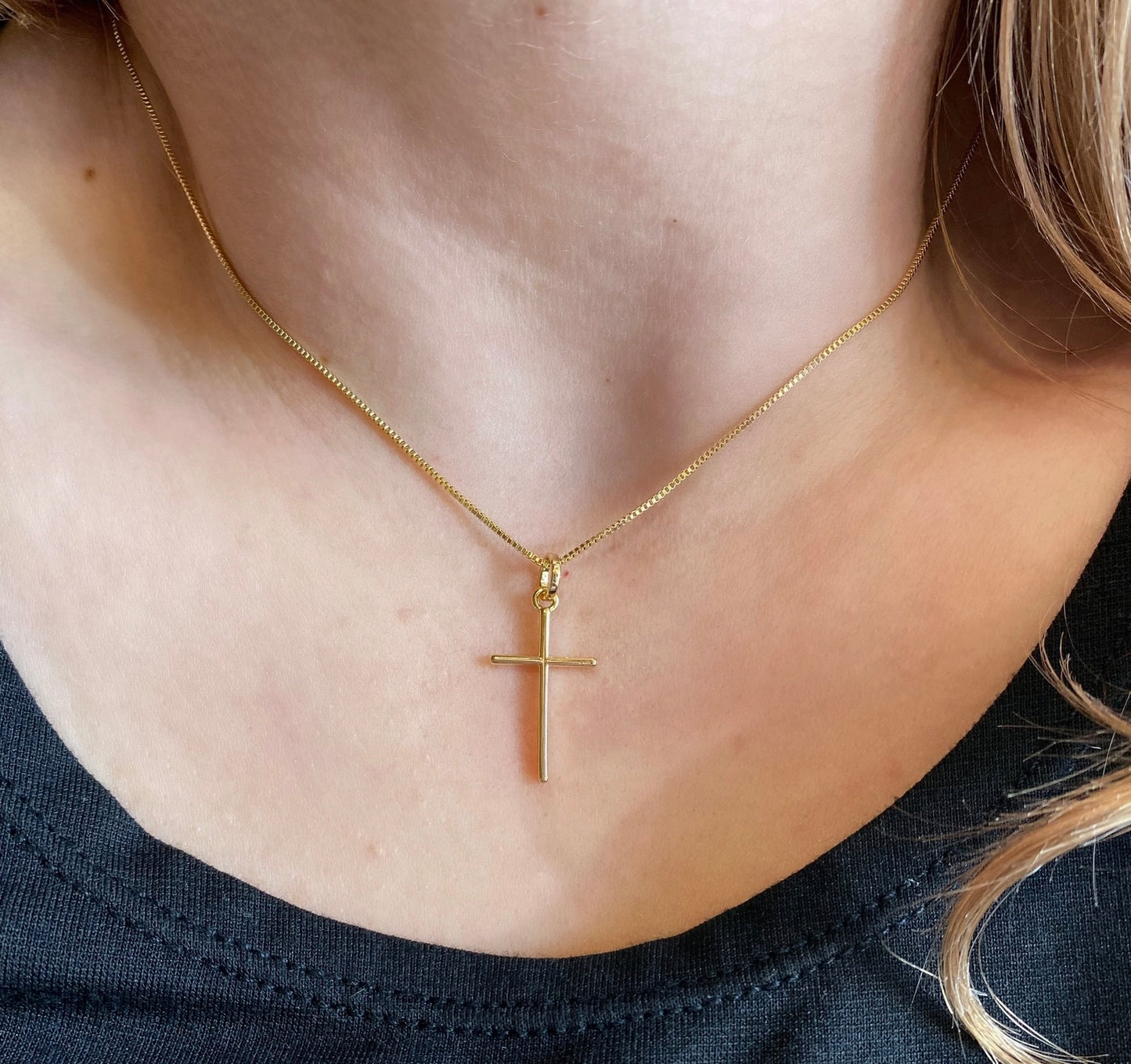 18k Gold Filled Thin Plain Cross Pendant