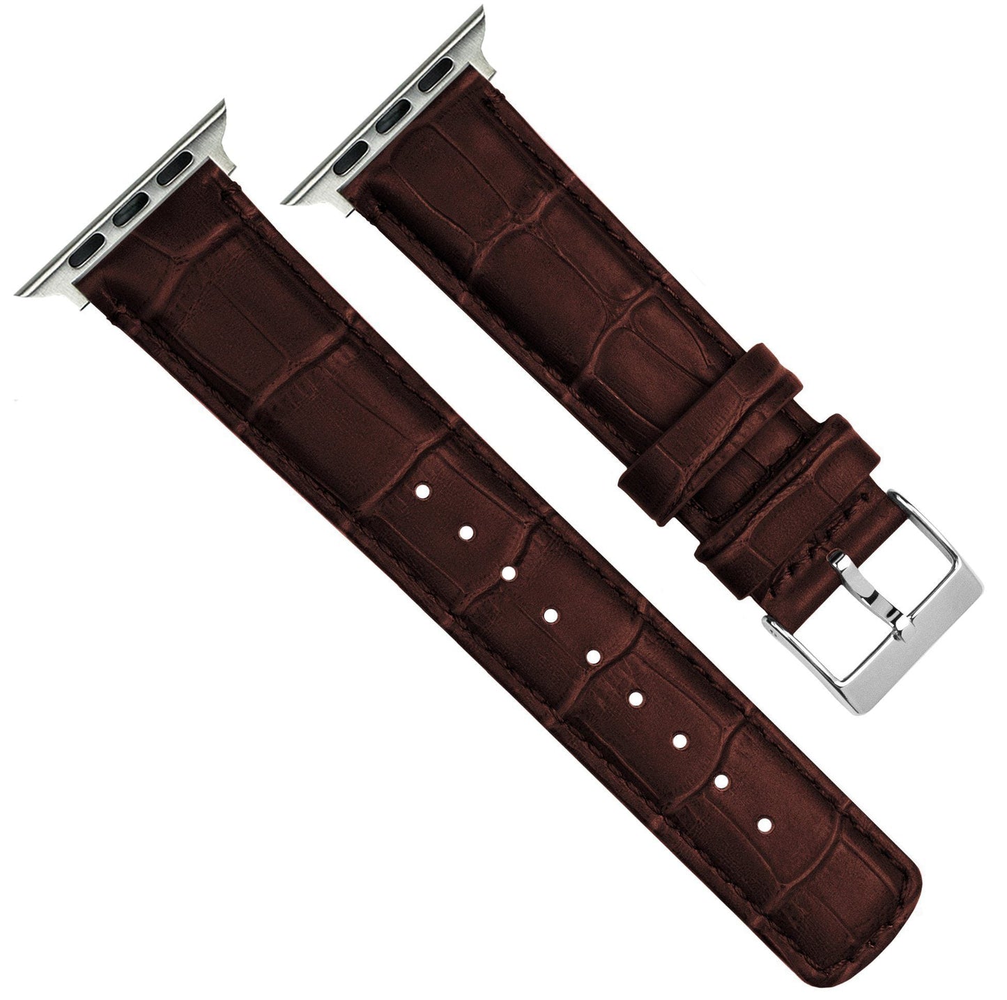 Coffee Brown Alligator Grain Leather iWatch Band
