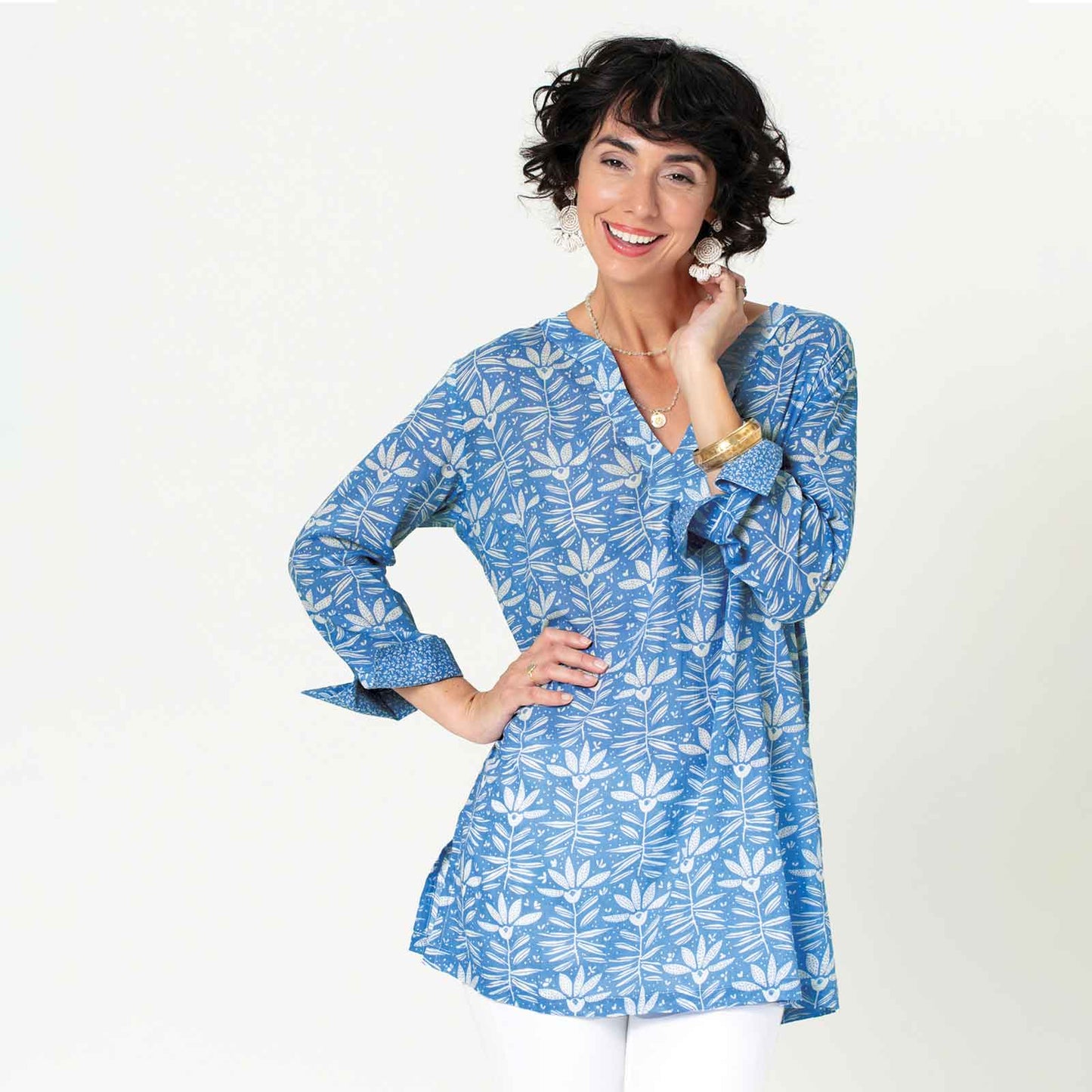 IRIS BLUE blu Cotton Kurta Tunic