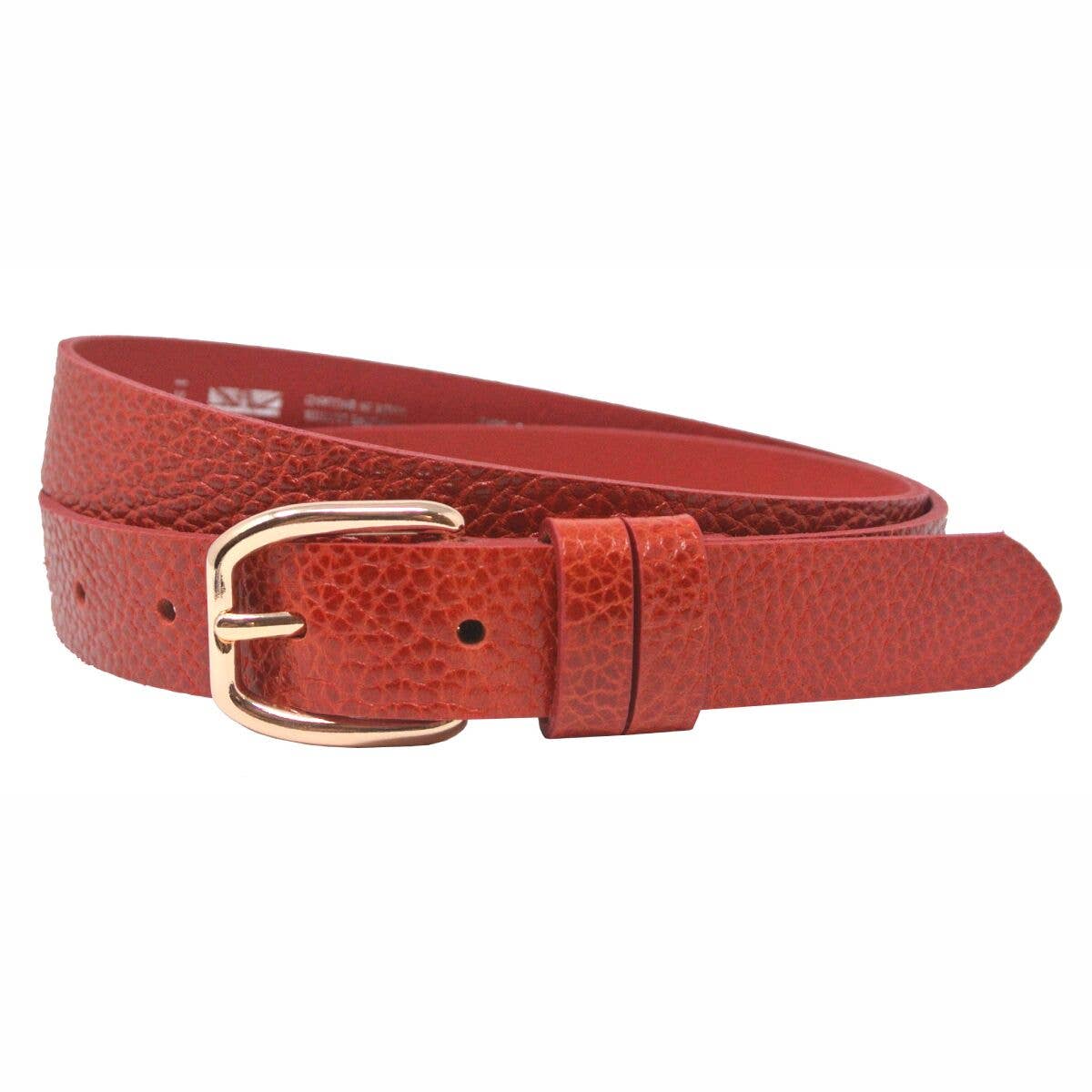 Italian Full Grain Poppy Red Leather Ladies Belt