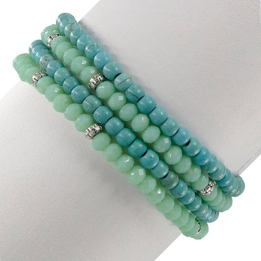 Mini Gemstone and Crystal Bracelet Set - Turquoise Howlite