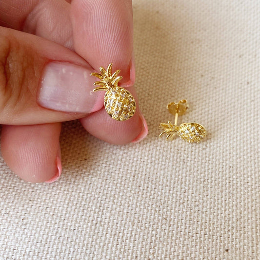 18k Gold Filled Pineapple Stud Earrings