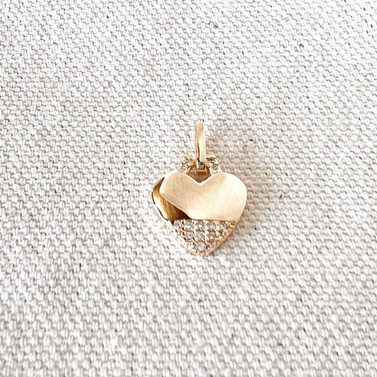 18k Gold Filled Heart Pendant With Cubic Zirconia Stones