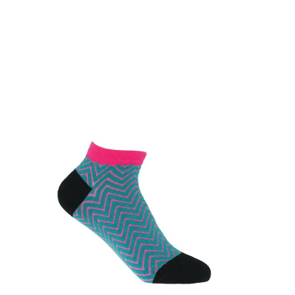 Zigzag Women's Luxury Trainer Socks: Teal