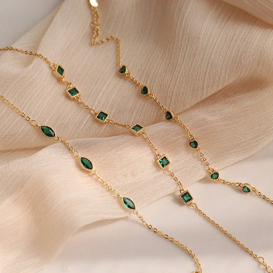 Royal emerald look elegant gold vermeil bracelets