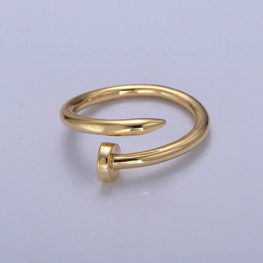 Unique Minimalist Plain Gold Plated Bended Nail Stacking Ring