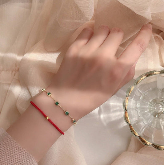 Royal emerald look elegant gold vermeil bracelet