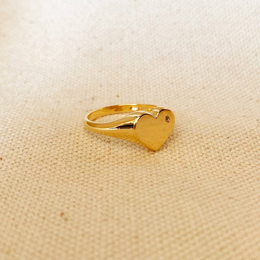 18k Gold Filled Heart Plate Top Ring
