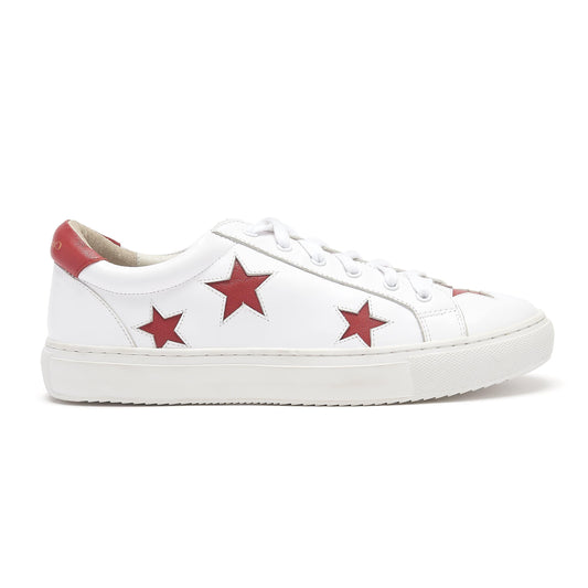 Cocorose London  White with Red Stars Leather Trainers