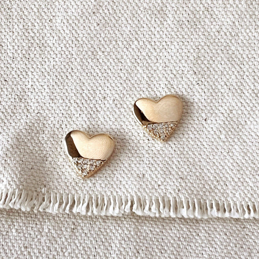 18k Gold Filled Heart Stud with Cubic Zirconia Stones
