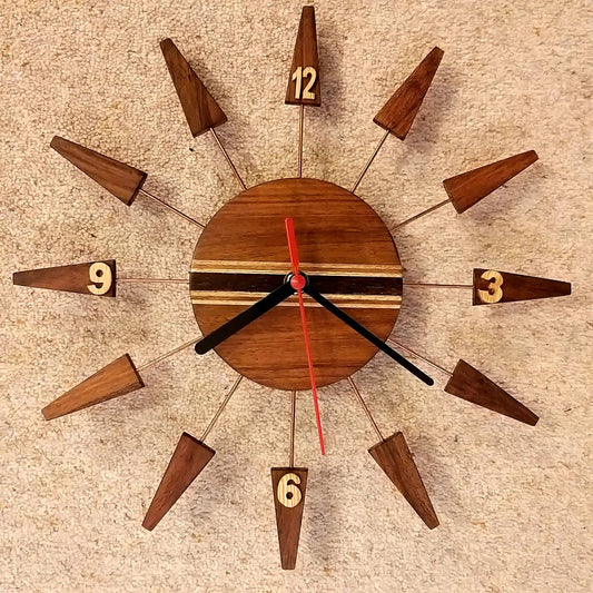 Retro Style Wooden Wall Clock, Brown Tone with points